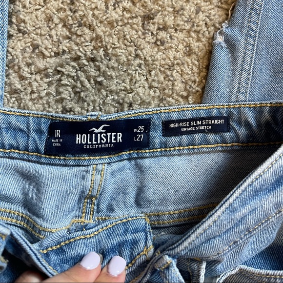 Hollister High Rise Slim Straight Distressed Jeans - Picture 9 of 13